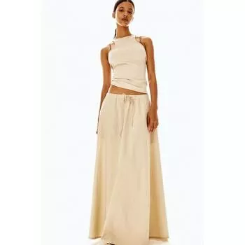 Топ без рукавов в рубчик HM светло-бежевый