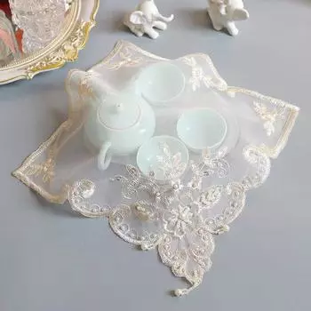 TOP бежевый бисер цветы вышивка коврик для стола салфетка свадебный рождественский коврик для кухни украшение стола и аксессуары square 28cm