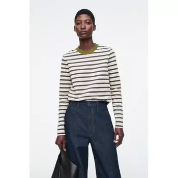 Cos Japan Slim Fit Топ с длинными рукавами beigestripe/XS