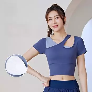 «Топ для йоги Juyitang персикового цвета с открытыми плечами и накладкой на грудь для женщин» XXL чёрный/звезда