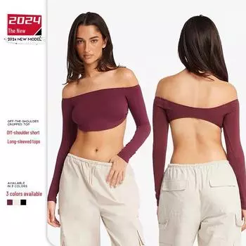 «Топ для йоги Niche Design с длинными рукавами и открытыми плечами — женский, эластичный» Medium