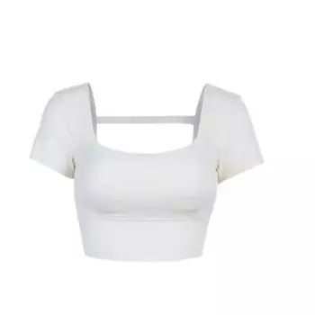 Топ для йоги с нагрудными вкладышами, женский, быстросохнущий, дышащий, с красивой спиной, сексуальный, облегающий, с коротким рукавом, футболка, одежда для бега, спортивная одежда для тренировок White L