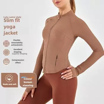 Топ для йоги с застежкой-молнией и воротником-стойкой S чёрный