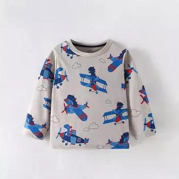 Топ для мальчиков, осенне-зимний, новый, в стиле вестерн, круглый вырез, повседневная детская футболка 140cm серый