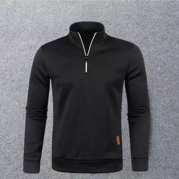 Топ-джемпер, модный дышащий большой топ с воротником-стойкой, осенний однотонный пуловер большого размера, мужской топ для покупок XL светло-серый