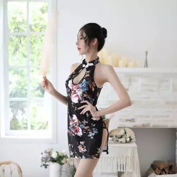 Top Fashion Women s Sexy High-End One-Piece Cheongsam Nightclub Pajamas Tight Uniform Sexy Lingerie Sexy Nightdress One Size