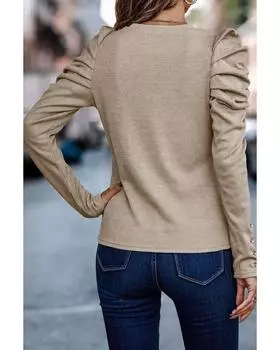 Топ-футляр Azura Exchange с пуговицами и длинными рукавами XL хаки