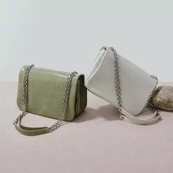 Top-grain Leather Diamond Chain Bag, Retro and Versatile Tote Bag, High-end and Niche Single-shoulder Bag розовый