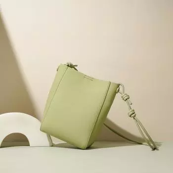 Top-grain Leather, Light and Simple Tote Bag, Versatile for Women, Bucket Crossbody Bag, Adjustable Knot, Single Shoulder Bag