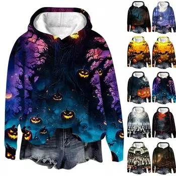 Топ Хэллоуин Печатный Топ Печатный Топ Осенний Обычный Топ Женский Печатный Топ XXXL