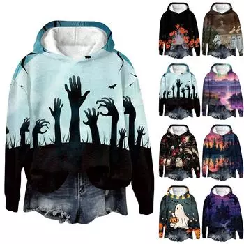 Топ Хэллоуин Печатный Топ Печатный Топ Осенний Обычный Топ Женский Печатный Топ XXXL винный