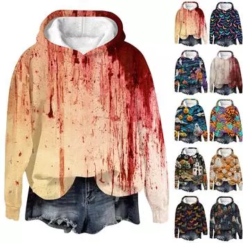 Топ Хэллоуин Печатный Топ Печатный Топ Осенний Обычный Топ Женский Печатный Топ XXXL