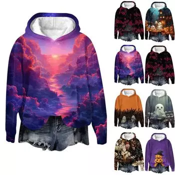 Топ Хэллоуин Печатный Топ Печатный Топ Осенний Обычный Топ Женский Печатный Топ S имбирный