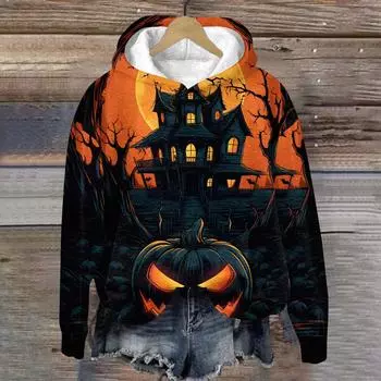 Топ Хэллоуин Печатный Топ Печатный Топ Осенний Обычный Топ Женский Печатный Топ L золотой