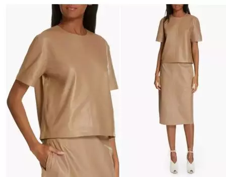 Топ ручной работы формальный из натуральной бежевой овчины для вечеринок повседневный стильный женский S бежевый