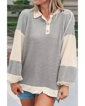 Топ-хенли Azura Exchange цвета хаки с текстурой и цветными блоками S хаки