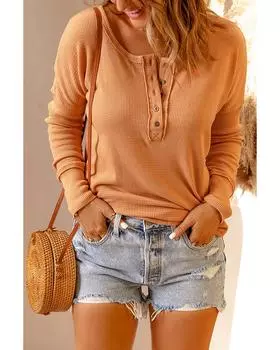 Топ-хенли Azura Exchange Waffle Knit L оранжевый