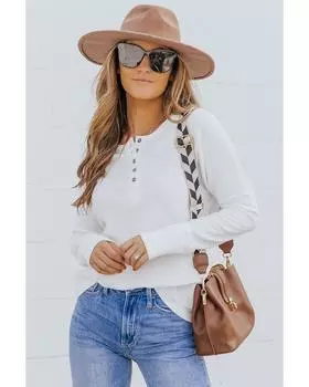 Топ-хенли Azura Exchange Waffle Knit L белый