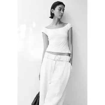 Топ HM Ballerina с вырезом, белый