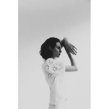 Топ HM Broderie Anglaise с рукавами, белый