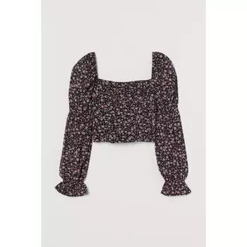 Топ HM Drape Top Черный Розовый Цветочный 0932724005