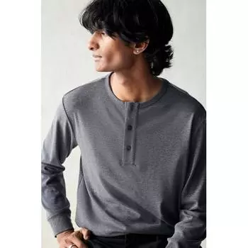 Топ HM Ribbed Henley темно-серый XXL