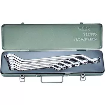 Top Industry box wrench 6 made in Japan (TOP) Double-ended set, pieces, 45° offset, forged, cased, ISO-TM-B, Tsubame-Sanjo,