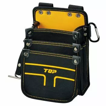 Top Industry Waist bag for diagonal insertion tape holder carabiner tool tool holder (TOP) electricians, 3-tier type, small, function, included, чёрный
