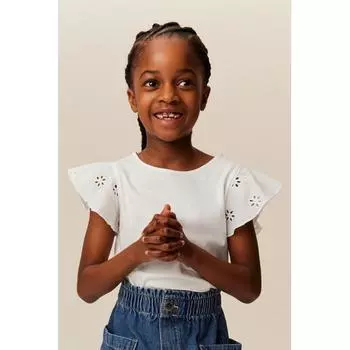 Топ из джерси HM Broderie Anglaise, белый