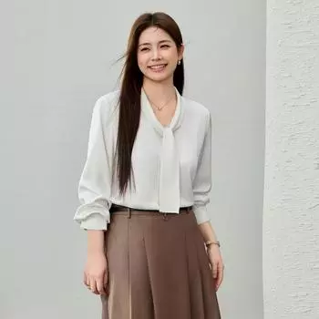 Топ из французского дышащего атласа с завязкой на шее больших размеров XL белый