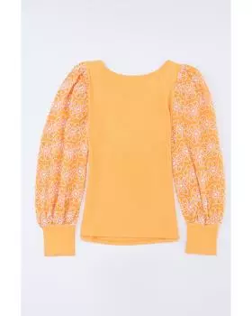 Топ из трикотажной резинки с рукавами-фонариками Azura Exchange XL жёлтый