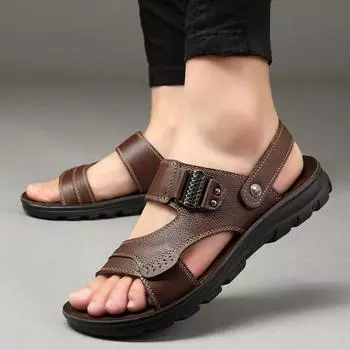 Сандалии из кожи с верхним слоем, мужские повседневные пляжные туфли, водонепроницаемые, Zandalias Para Hombre Sandales Hommes Sandalen Herren Men Sandals 38 коричневый