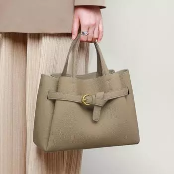 Top Layer Leather Tote Bag Female Commuter Lady Mom Bag Temperamental Tote Bag