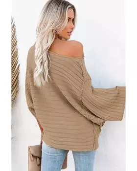 Топ-летучая мышь с открытым швом и резинкой Azura Exchange L коричневый