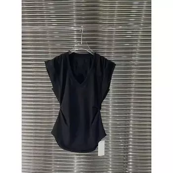 Топ-майка без рукавов однотонный универсальный двусторонний V-образный Black S