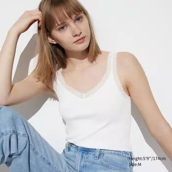 ТОП-МАЙКА UNIQLO 2WAY С РИПОВЫМ КРУЖЕВОМ