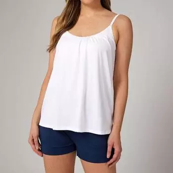 Топ-майка Yousheng для женщин, свободный топ-майка со встроенным бюстгальтером с подкладками, летний струящийся плиссированный топ на тонких бретельках для повседневной носки и занятий спортом M чёрный