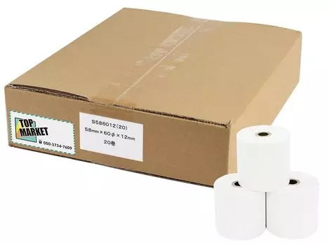 TOP Market Thermal Register Roll Paper 58mm Paper Width x x 12mm 20 rolls included 60mm