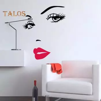 TOP-MART сексуальная девушка губы глаза стикер на стену салон наклейка съемный арт-комната домашний декор one size