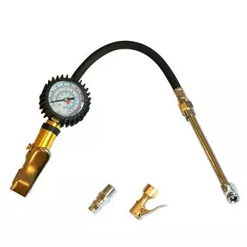 TOP MEISTER Vertical Tire Air Air Chuck Type with Air Fits and Fits American Tires Gauge, Gun, Clip-on Chuck, Cars, Motorcycles, MTBs,