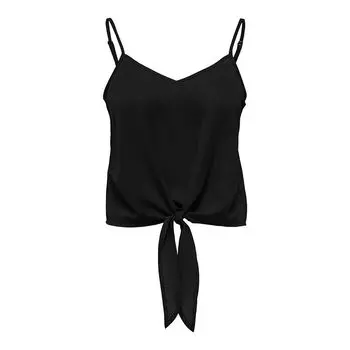 Топ на тонких бретелях с завязанным бантом ТОЛЬКО для женщин S чёрный