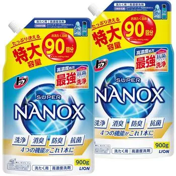 Top NANOX Top Super Nanox Free High Concentration Laundry Detergent Liquid Refill Extra Large 900g x 2 Set [Bulk Purchase] Fluorescent/Silicone