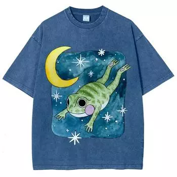 Топ оверсайз в стиле Y2K, трендовая футболка с графикой лягушек American Vintage для женщин и мужчин, верхняя одежда, уличная одежда, 100% хлопок S