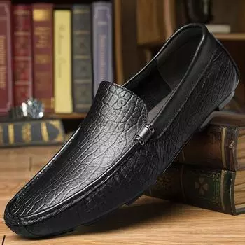 Top Quality Newest Men Casual Shoes Genuine Leather Mens Loafers Moccasins Slip On Male Flats Breathable Luxury Brand Driving Shoes 41