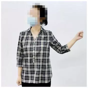 Топ-рубашка из ткани для гостей с рукавами-рюшами Dark Blue L code Bust size 110