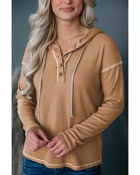 Топ с капюшоном Azura Exchange Khaki Waffle Knit Henley M хаки
