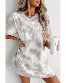 Топ с короткими рукавами Azura Exchange с принтом тай-дай XL белый