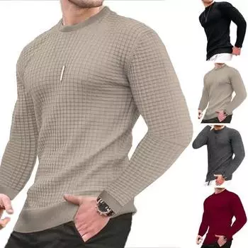 Топ с круглым вырезом, однотонный, с длинными рукавами, вафельной текстурой, приталенный, мягкий дышащий пуловер M чёрный