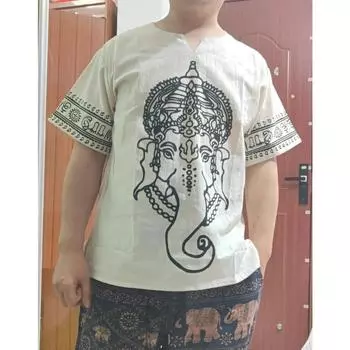 Топ с принтом слона, женская и мужская повседневная льняная футболка размера плюс 5XL, модная футболка, летняя винтажная стильная таиландская футболка XL