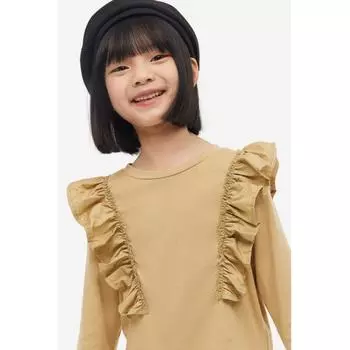 Топ с воланами HM темно-бежевого цвета